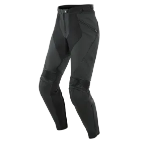 DAINESE PONY 3 LADY MATTE BLACK PERFORATED LEATHER WOMENS PANTS