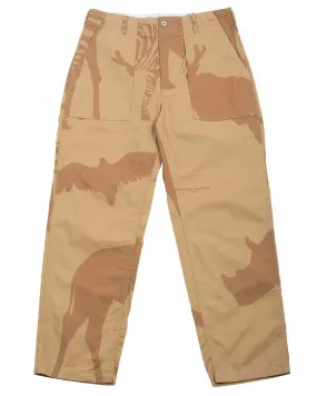 Cotton Flat Twill Khaki Animal Print Fatigue Pants by Engineered Garments
