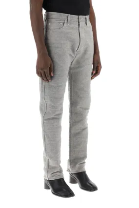five-pocket trousers in mélange effect canvas
