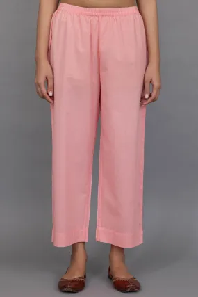 Pink Cotton Wide Trousers