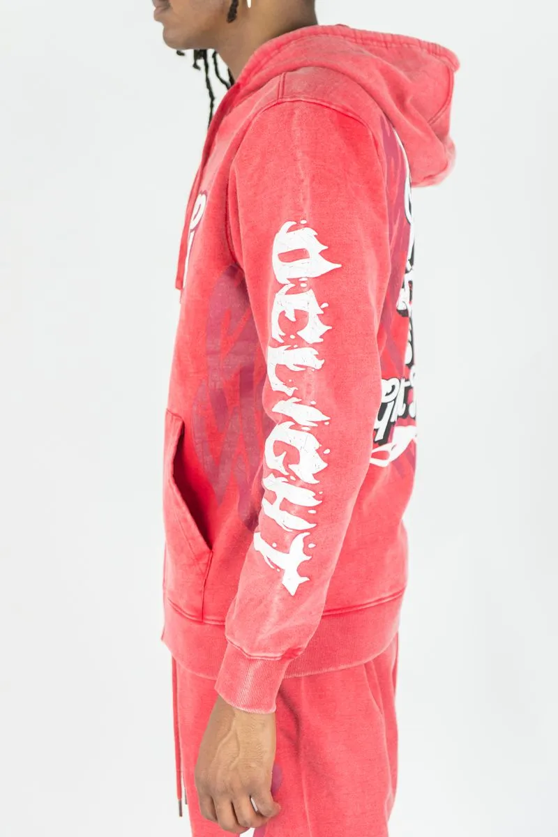 REBEL MINDS GHOST REBEL WASHED HOODIE RED