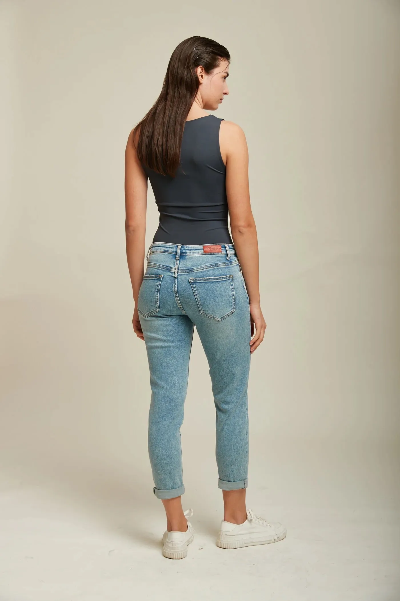 Toxik3 L20029-31 High Waist Boyfriend Jeans - Light Blue